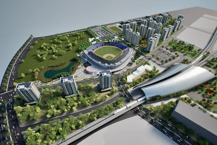 屏東國際棒球場規劃有生態滯洪池、景觀公園、停車場及周道路等設施。縣府提供