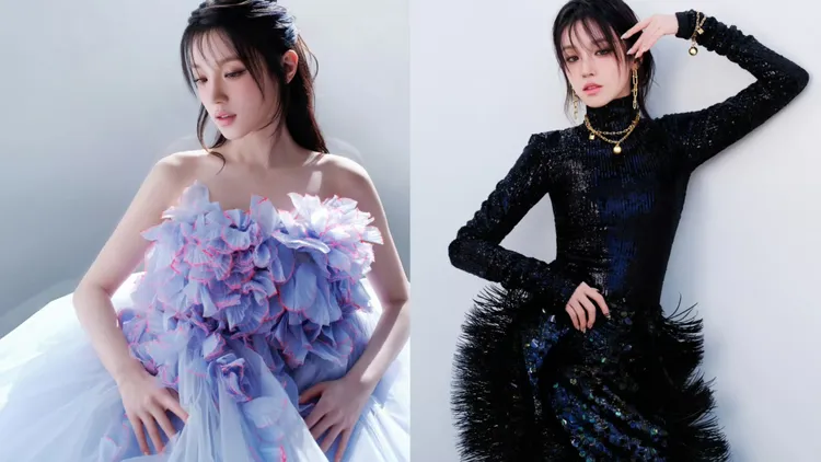 宋雨琦分別換上Giambattista Valli、Rahul Mishra的2024秋冬高訂禮服。翻攝宋雨琦微博