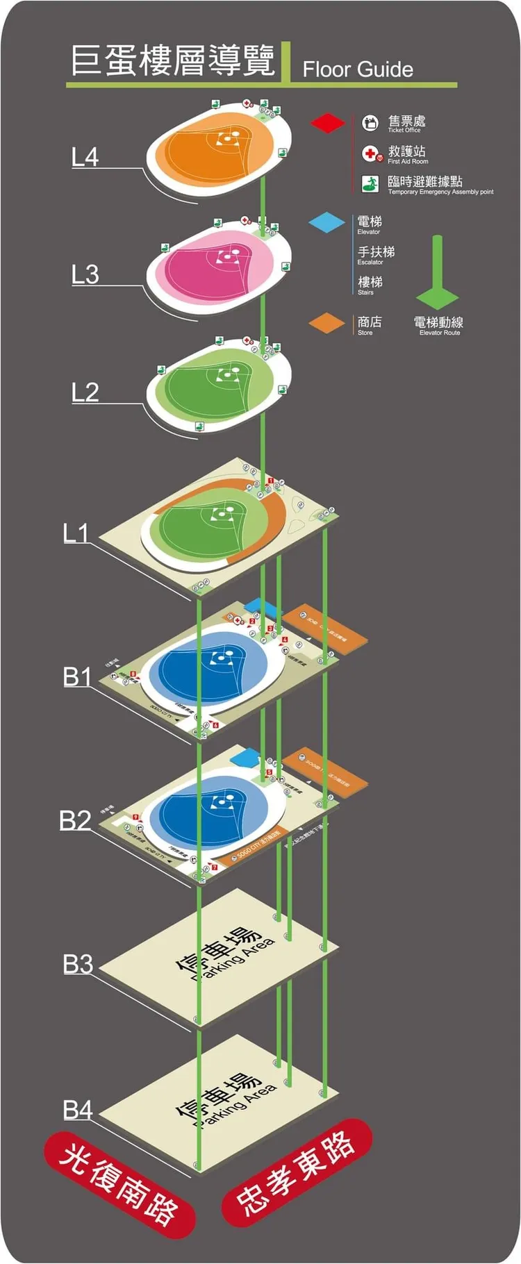 台北大巨蛋路線剖析。圖／摘自臉書