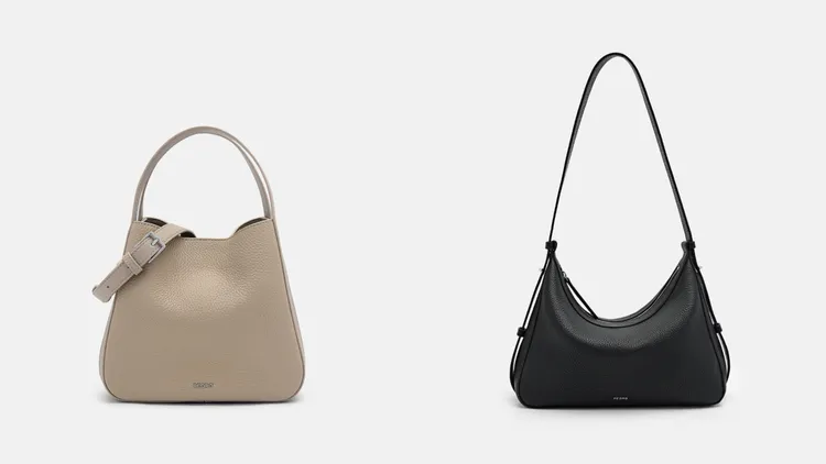 Demi皮革水桶包（左）3990元、Demi皮革單肩包（右）4390元。品牌提供