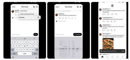 Threads宣布：「很快」會加入發文排程功能