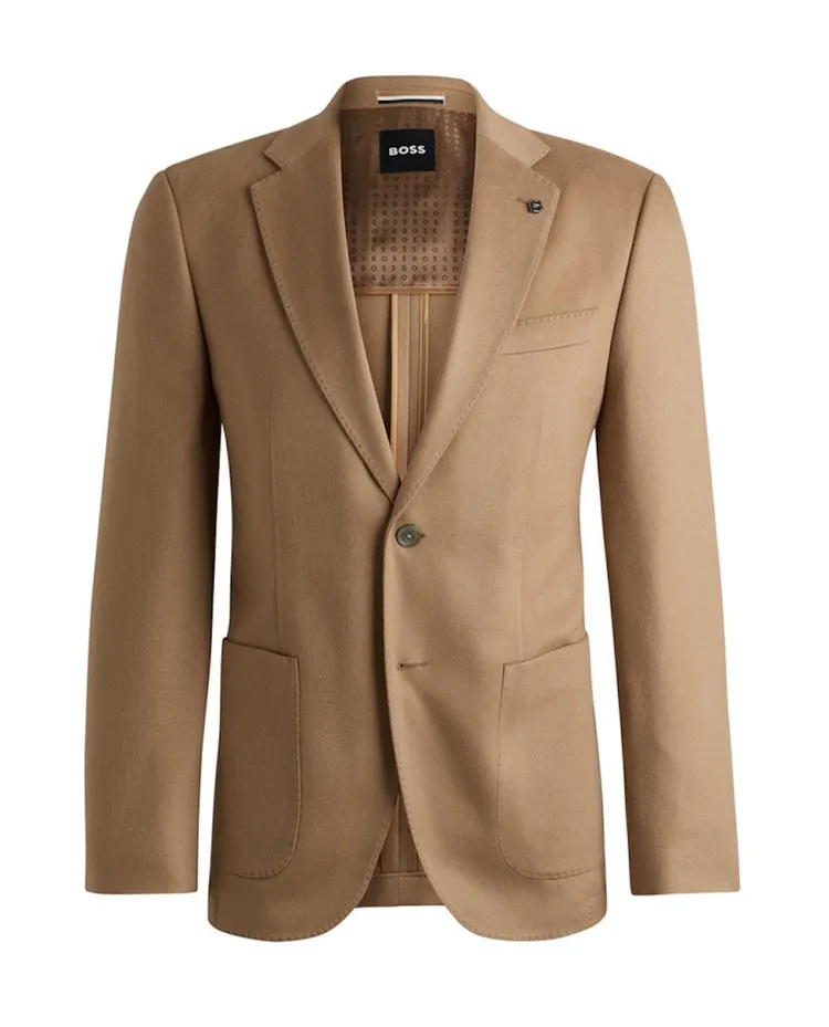 BOSS駝色喀什米爾羊毛西裝外套，4萬8900元。品牌提供