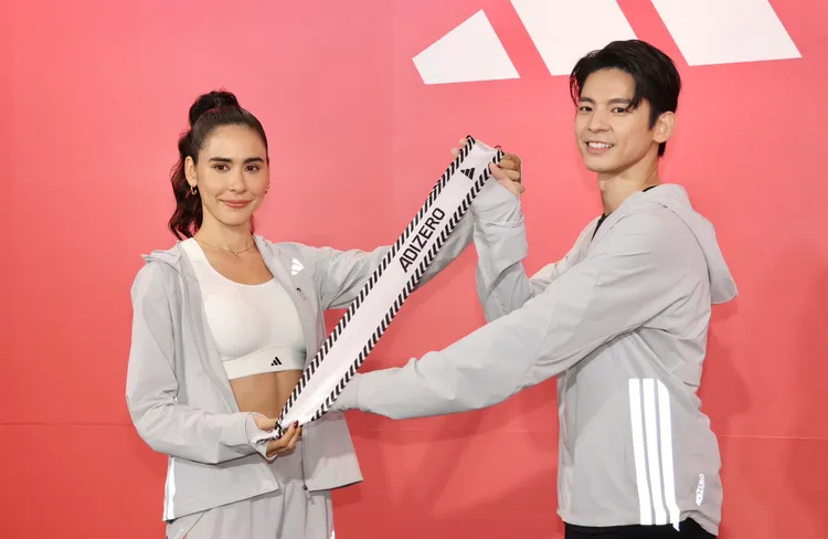 精英選手雷理莎（左）與林柏宏（右）出席adidas新品上市活動。莊宗達攝