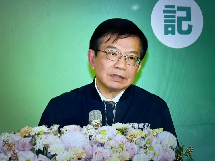 中華郵政今（24日）舉辦年終媒體交流會，身為前交通部長的董事長王國材致詞。中華郵政提供