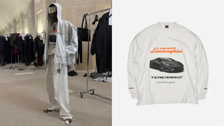 Balenciaga | Automobili Lamborghini白色矩形仿舊長袖T恤，2萬8400元。品牌提供