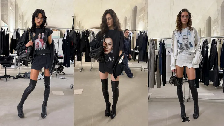 BALENCIAGA秋季25系列中有印上品牌大使們的「粉絲俱樂部」服飾。品牌提供