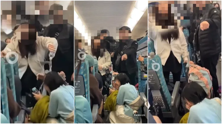 高鐵上一名女子疑似搶了母子位置，雙方爆發嚴重爭執。翻攝《爆廢公社》臉書