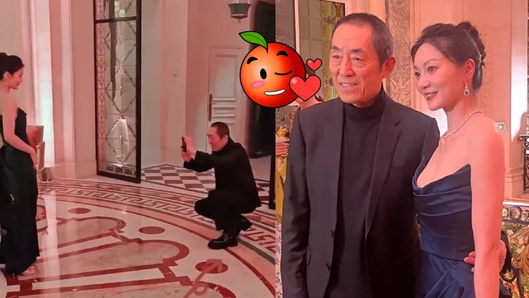張藝謀疼愛小31歲的妻子陳婷，當她的專屬攝影師。翻攝芒果撈小萌主微博