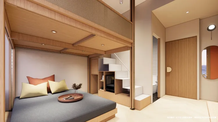 「塔諾楽旅」整體風格以溫暖、溫馨的木質調為主 搭配「日式臥榻」設計兼具美感與實用性。業者提供