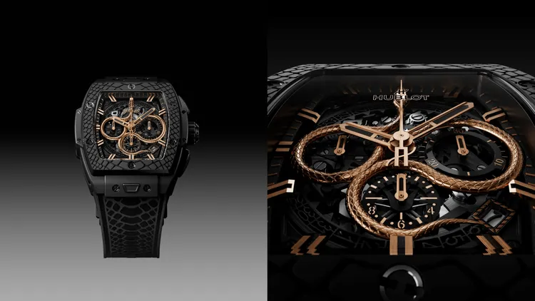 錶盤的金蛇雕刻採用尖端奈米級雷射技術，紋理相當細膩。品牌提供