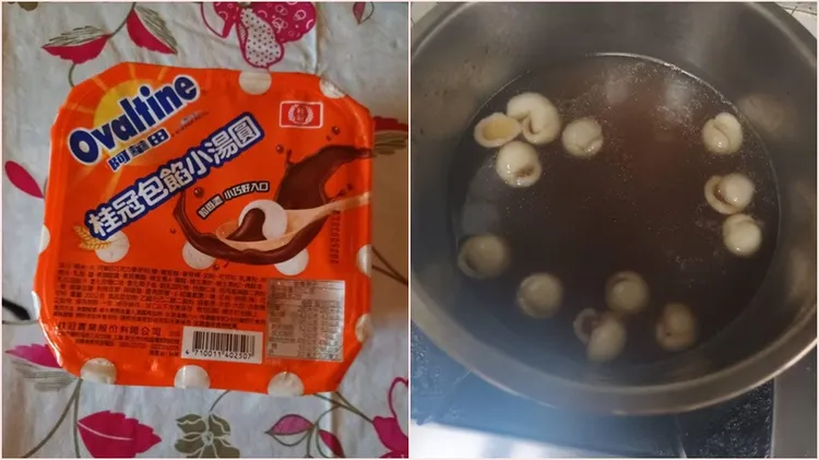 有網友買到超夯的阿華田湯圓，結果煮到都破掉變紅棗桂圓湯。翻攝自「大潤發❤️好物分享社」