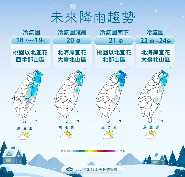 未來降雨預報。氣象署提供