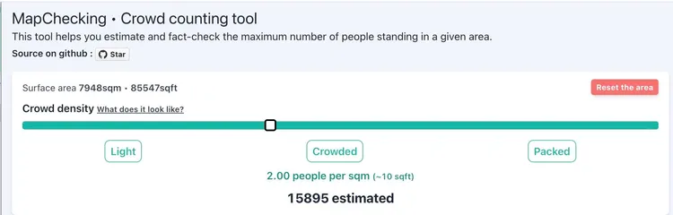 楊斯棓使用軟體MapChecking算出現場人數。翻攝楊斯棓臉書