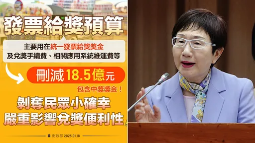 財政部抱怨「發票獎金也遭刪減」 但底下留言歪樓了
