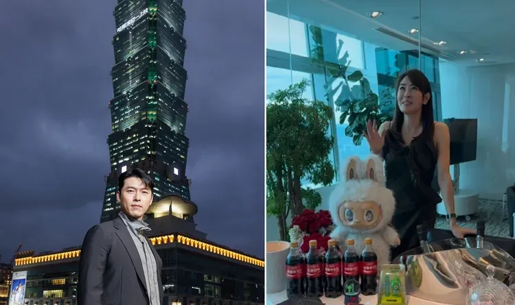 賈永婕用自己的辦公室招待當玄彬的休息室，玄彬也以台北101為背照拍帥照。翻攝賈永婕臉書