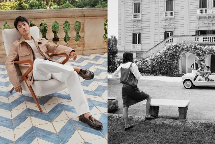 肖戰分坐在躺椅、敞篷車上拍攝形象廣照。品牌提供