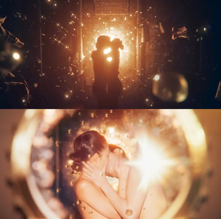 李敏鎬、孔孝真在太空站「連結」，畫面以剪影呈現。翻攝Netfllix