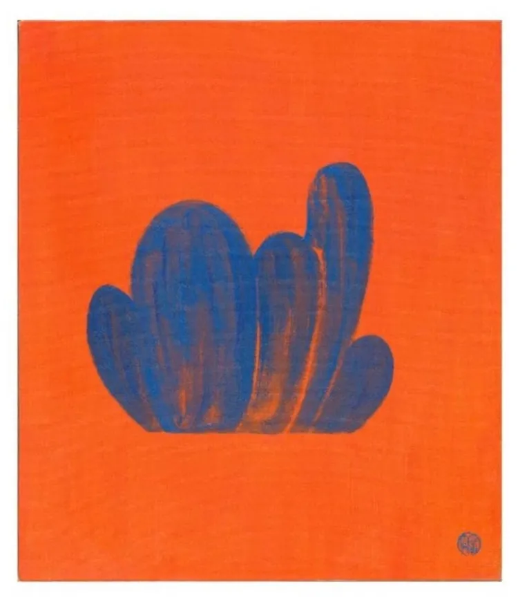 吳翔震的油畫畫作「福山美緻」融合水山畫的美感。經紀人提供