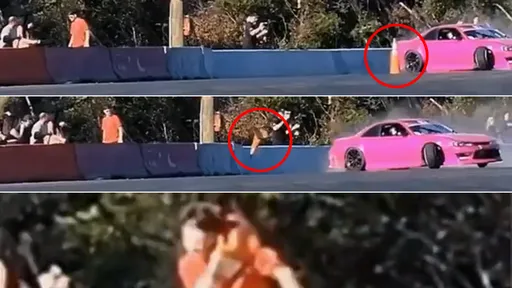 場內甩尾KO場外觀眾 賽車駕駛「三角錐神射」影片瘋傳