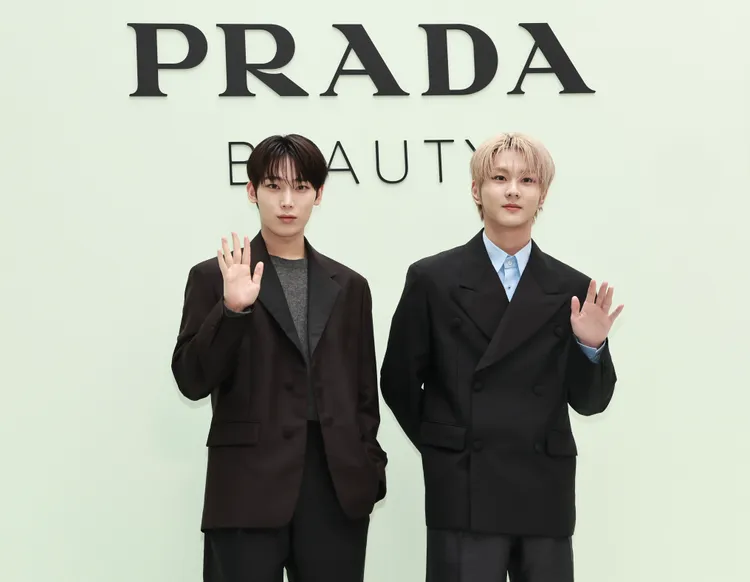 ENHYPEN梁禎元、金善禹特別飛來台參加PRADA Beauty美妝旗艦快閃店開幕活動。彭欣偉攝