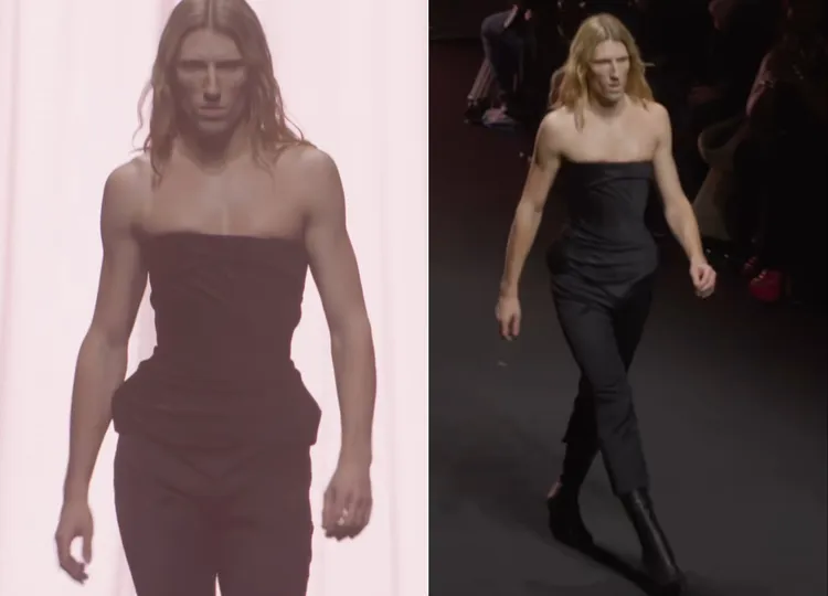 法國設計師Ludovic de Saint Sernin謝幕時換上自己設計的高訂系列馬甲上衣。翻攝Jean Paul Gaultier IG