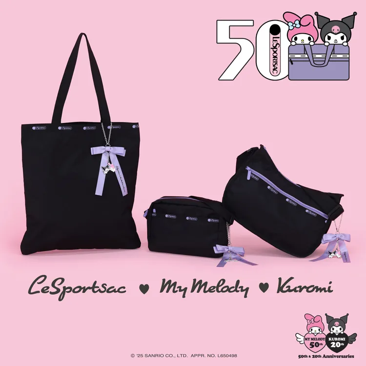 「紫戀黑」設計的內襯印花可以看到美樂蒂、酷洛米互動的趣味畫面。品牌提供