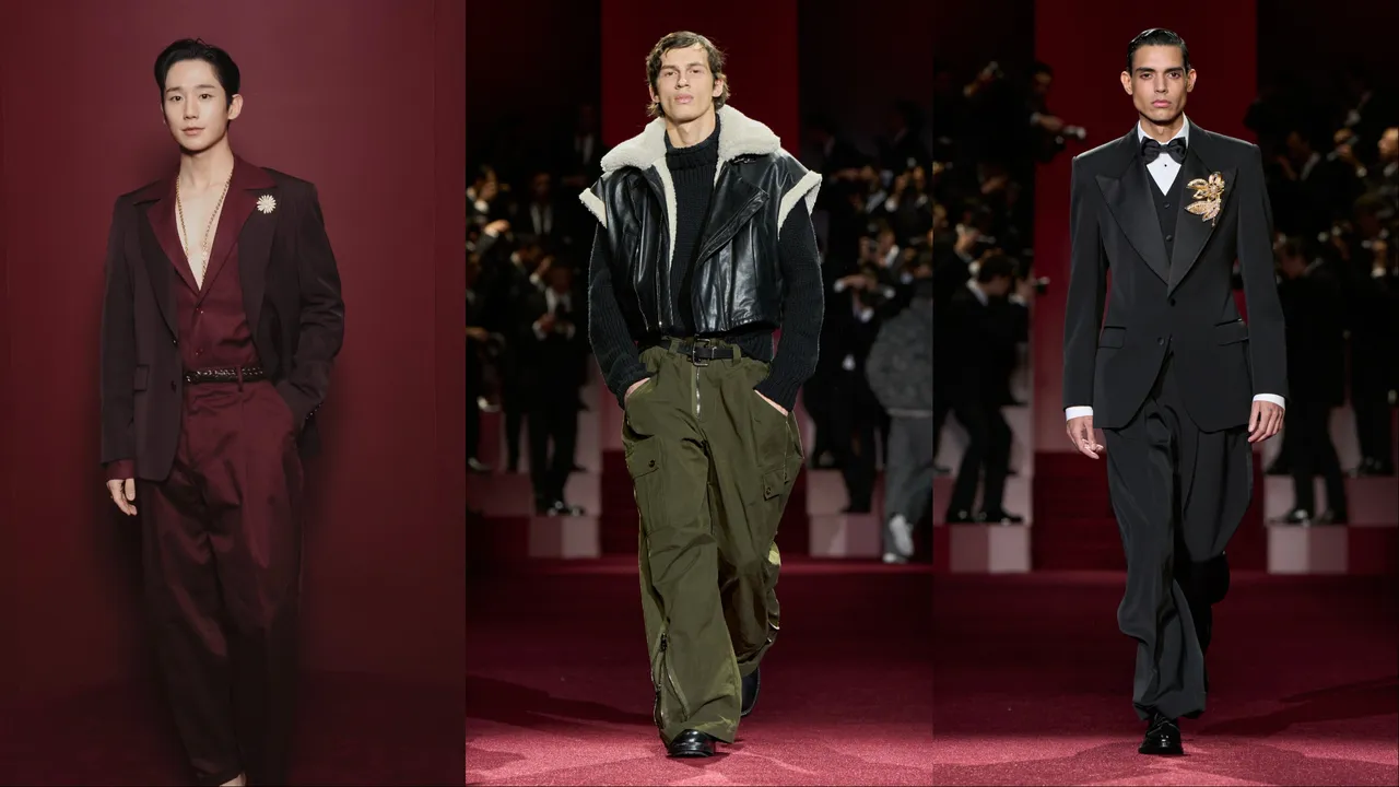 丁海寅（左）現身Dolce & Gabbana 2025秋冬男裝大秀。品牌提供