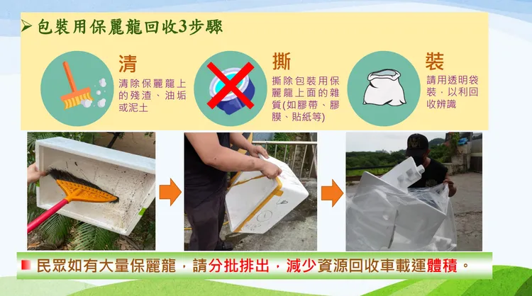 保麗龍回收資訊。翻攝環保署官網
