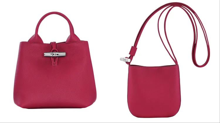 LONGCHAMP Le Roseau系列手提包XS（左）2萬3500元、Le Roseau斜背袋S（右）1萬5400元。品牌提供