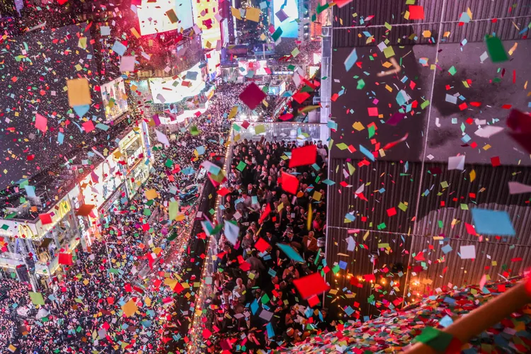 美國紐約時報廣場的五彩碎紙。美聯社