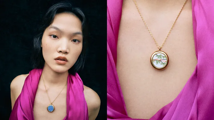 LOEWE與中國工藝大師、第三大琺瑯工藝傳人熊松濤合作打造的吊墜。品牌提供