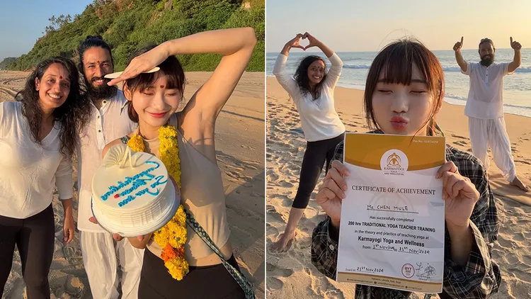 愛莉莎莎取得瑜伽老師證照後，與她的老師們合影慶祝。翻攝自愛莉莎莎IG