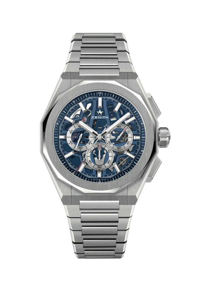 ZENITH DEFY Skyline天際線鏤空計時腕錶藍色款，  54萬2300元。品牌提供