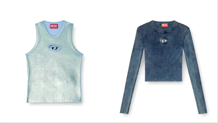 Diesel反光面料背心（左）1萬9500元、短版上衣（右）1萬8500元。品牌提供