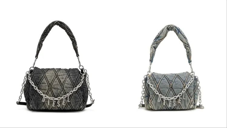 Diesel CHARM-D中號肩背包（左）2萬3600元、CHARM-D小號肩背包（右）2萬1500元。品牌提供