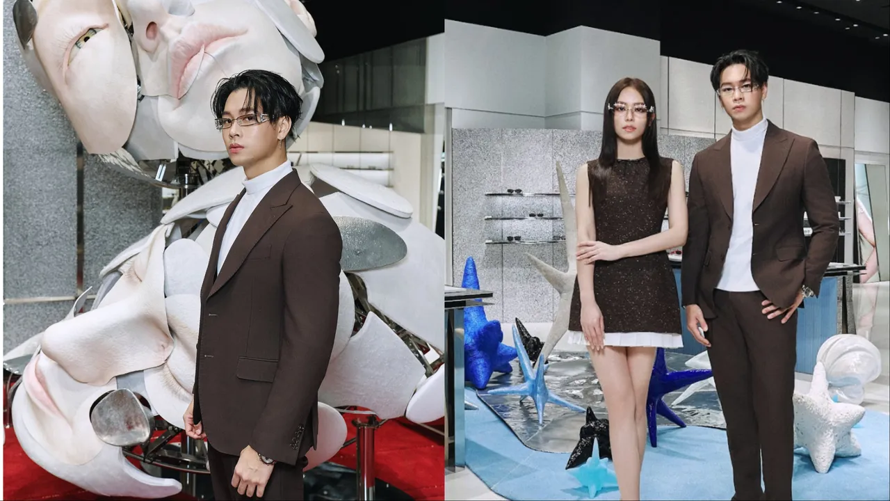 高爾宣（左圖、右圖右）與宋芸樺（右圖左）出席GENTLE MONSTER活動。品牌提供