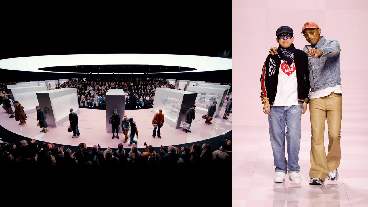 Pharrell Williams(右圖右)與摯友、日本設計師NIGO(右圖左)共同打造LV 2025秋冬男裝。品牌提供