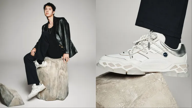 王一博搭配白色款的DIAMOND無限休閒鞋。品牌提供