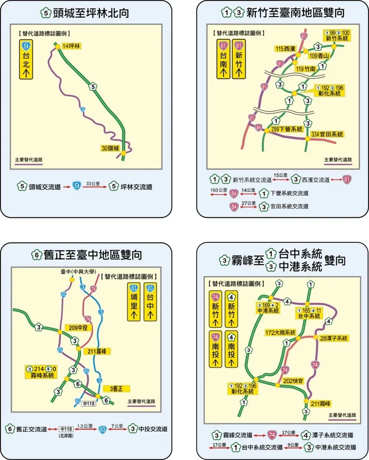 4條國道長途替代道路。高公局提供