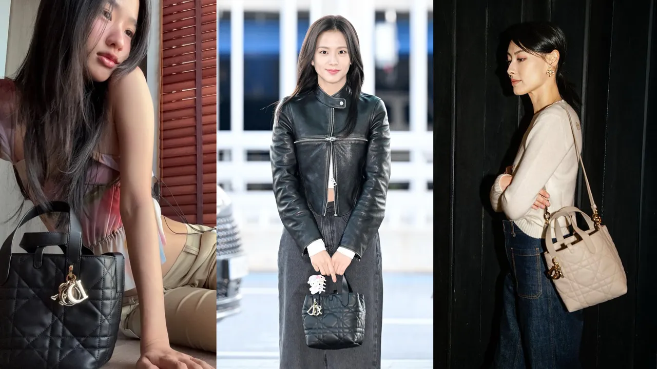 泰星Tu（左起）、Jisoo、港星梁洛施背上DIOR全新Toujours直式托特包。品牌提供