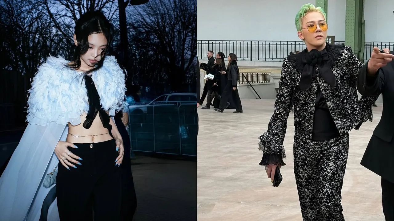 Jennie（左圖）、GD（右圖）這對前緋聞情侶，現身香奈兒2025春夏高訂秀場。左圖翻攝Jennie IG、右圖翻攝8lo8lo8lowme IG