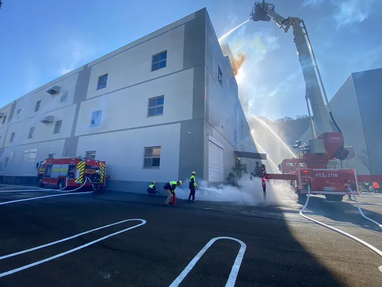 搶救演練。竹縣消防局提供