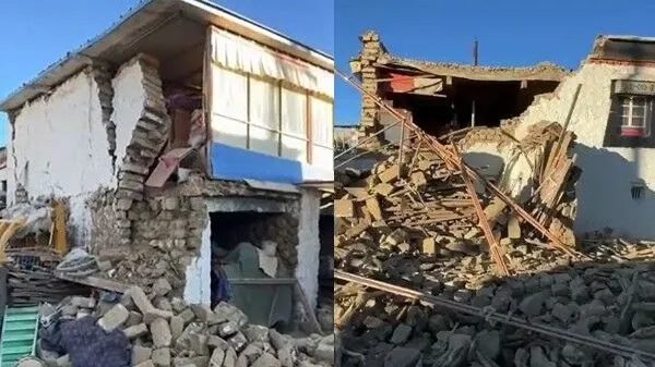 西藏日喀則多處房屋受損。翻攝微博/日喀則