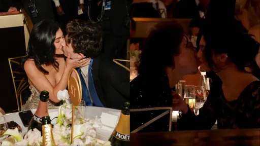 凱莉傑納Versace裹身擠出傲人雙峰 與「甜茶」金球獎上再度熱吻