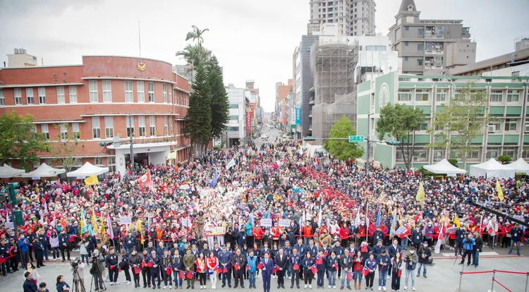 竹市元旦升旗典禮。新竹市府提供