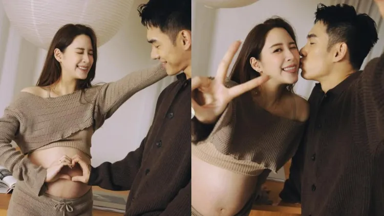 歐陽妮妮（左）和老公張書豪上月底迎來兒子「睦睦」。翻攝歐陽妮妮IG