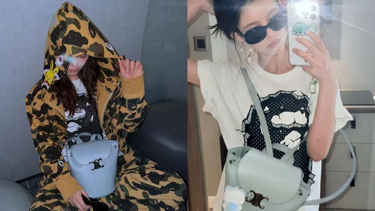 Danielle背上CELINE Bonnie包冰藍色款式。翻攝Danielle IG