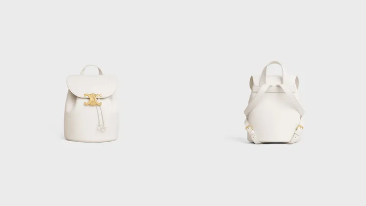 CELINE Bonnie米白色光滑牛皮革背包，9萬6000元。品牌提供