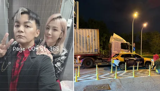 曾瑋中趕尾牙秀被大貨車撞畫面曝光 「輪胎一直督過來」郭婷筠尖叫