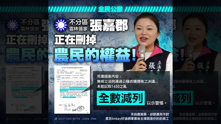 民進黨製圖盤點藍白8位立委刪減總預算提案荒唐。翻攝自民進黨臉書